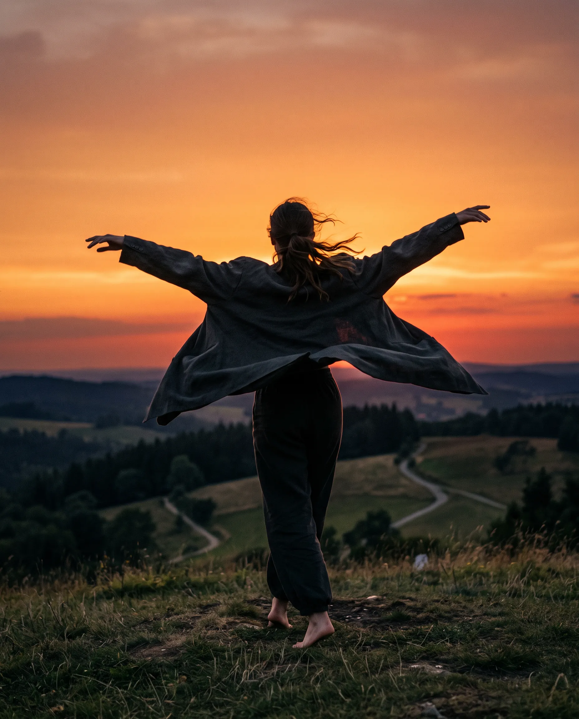 Dancer moving at dusk